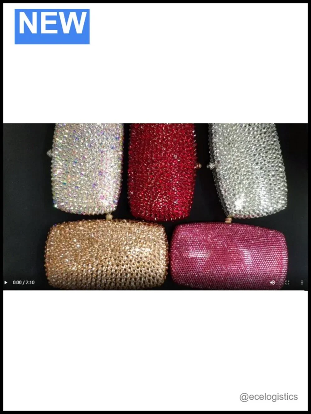 Crystal Rhinestone Clutch Bag with Chain Strap Evening Handbag
